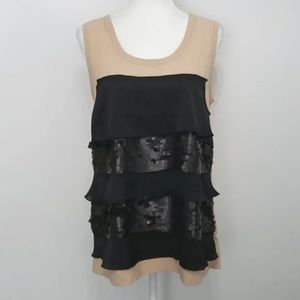 NWOT SIMPLY VERA WANG || SLEEVELESS BLACK SEQUENCE TANK TOP BLOUSE size Xl